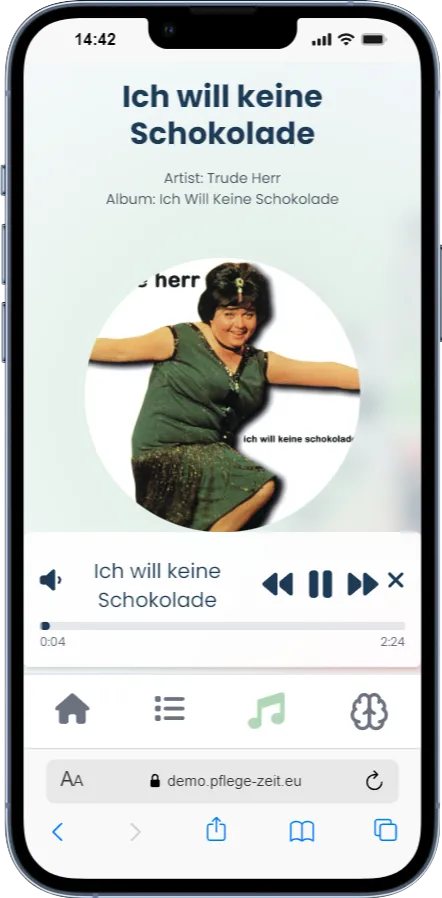 Bild der Pflegezeit App auf einem Handy