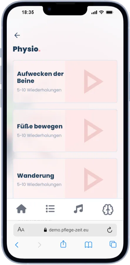 Bild der Pflegezeit App auf einem Handy